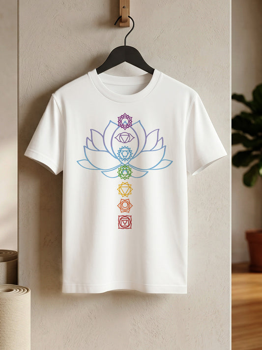Awakened Chakra - White Yoga Round Neck T-shirt