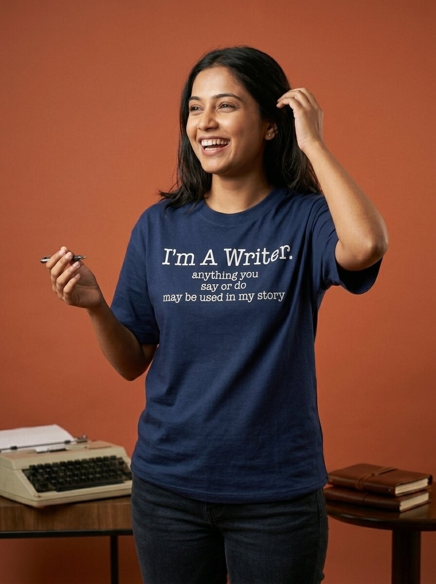 I am a Writer- Navy Blue Round Neck Writer T-shirt