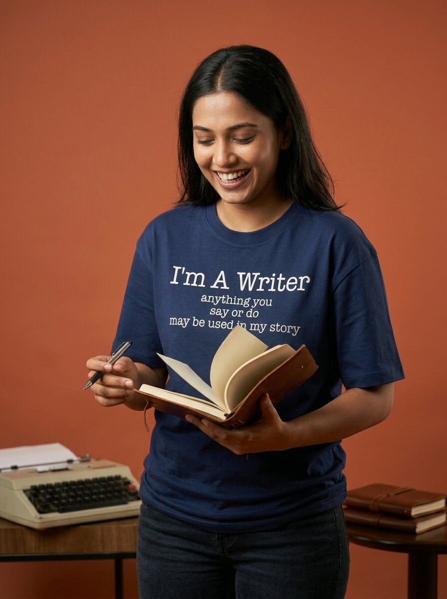 I am a Writer- Navy Blue Round Neck Writer T-shirt