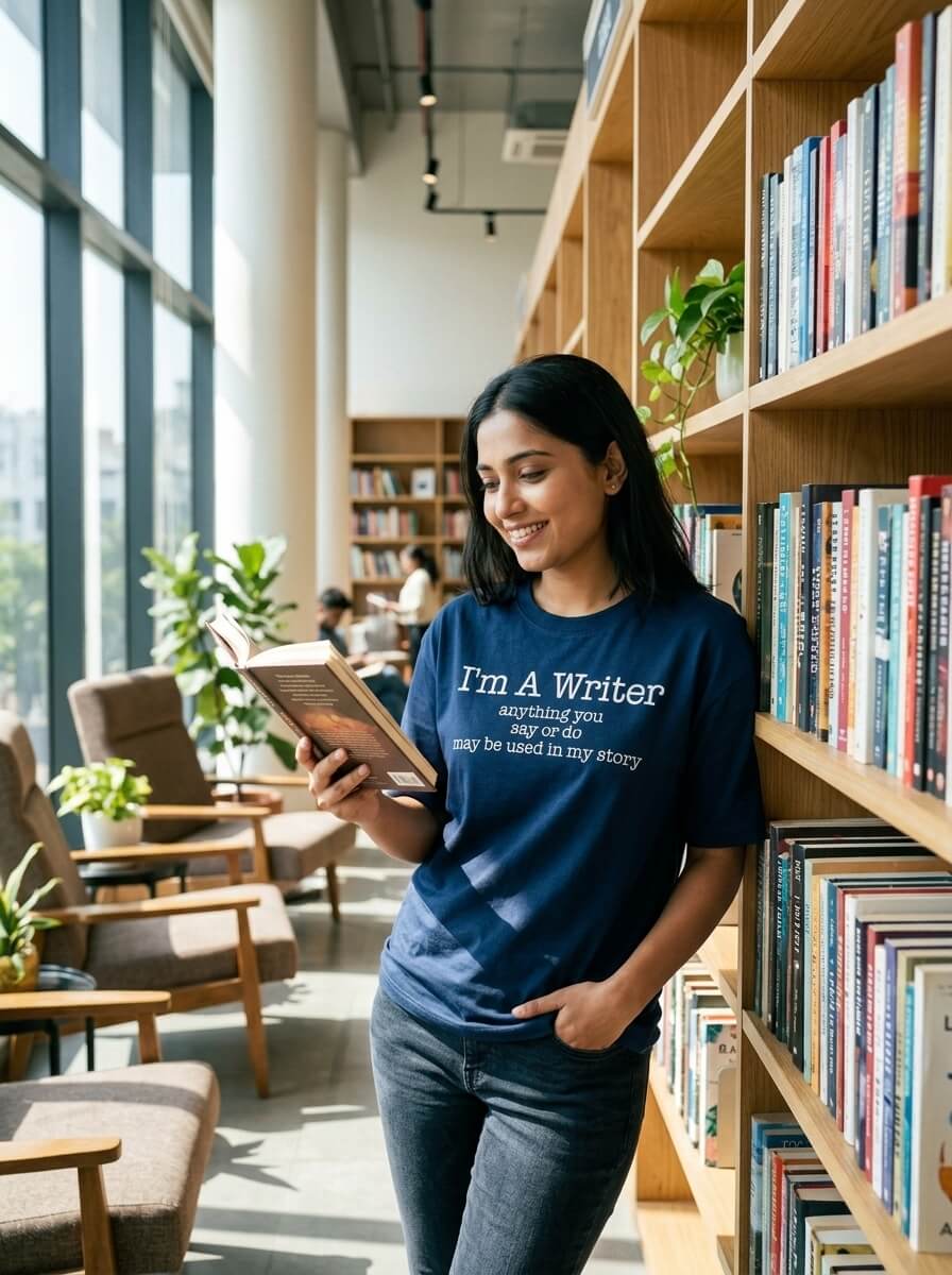 I am a Writer- Navy Blue Round Neck Writer T-shirt