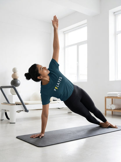 Pilates Power - Navy Blue Round Neck Pilates T-shirt
