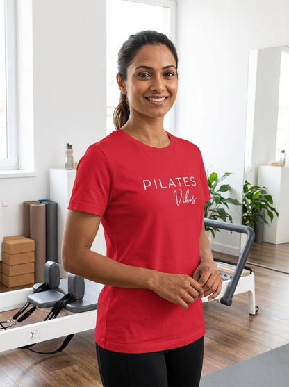 Pilates Vibes - Red Round Neck Pilates T-shirt