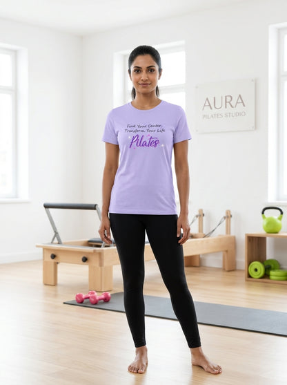 Find Your Centre- Lavender Round Neck Pilates T-shirt