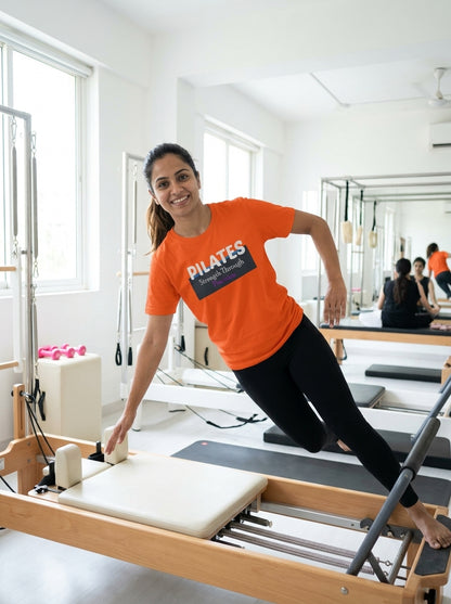 Pilates Precision- Orange Round Neck Pilates T-shirt