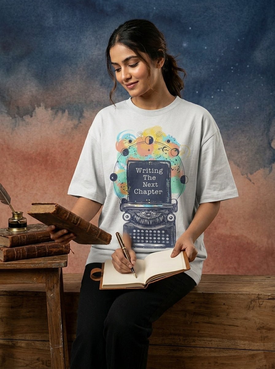 Writing the Next Chapter- White Round Neck Writer T-shirt