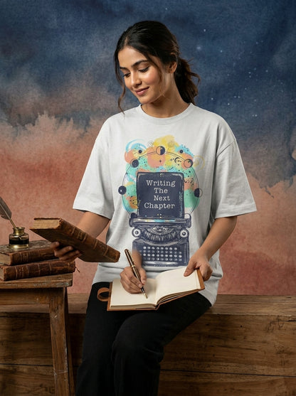 Writing the Next Chapter- White Round Neck Writer T-shirt