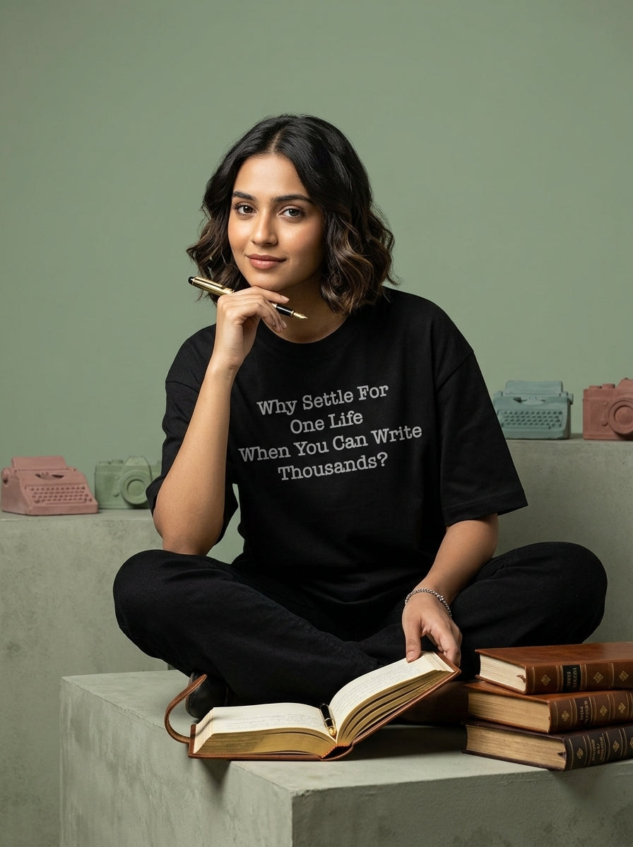 Write Thousands- Black Round Neck Writer T-shirt