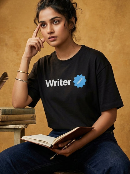 Writer Verified- Black Round Neck Writer T-shirt