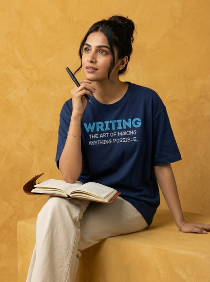 Writing Anything Possible- Navy Blue Round Neck Writer T-shirt
