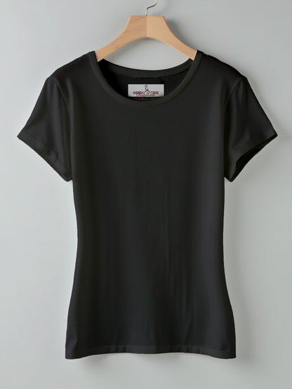 Black- Solid Women's Round Neck T-shirt