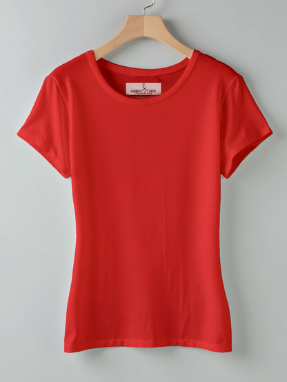 Red- Solid Women's Round Neck T-shirt