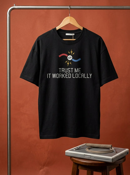 Worked Locally- Black Round Neck Coding T-shirt