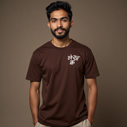 Lekhak- Coffee Brown Round Neck Writer T-shirt