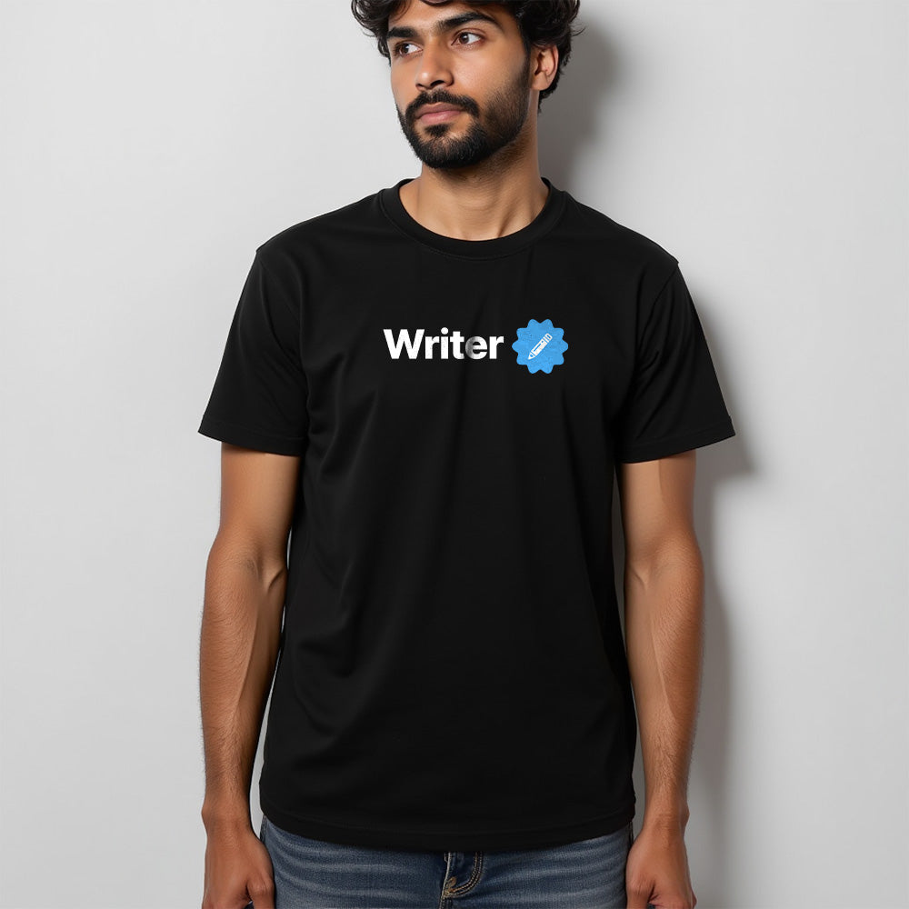 Writer Verified- Black Round Neck Writer T-shirt