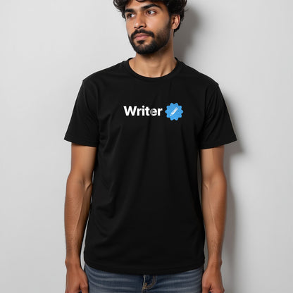 Writer Verified- Black Round Neck Writer T-shirt