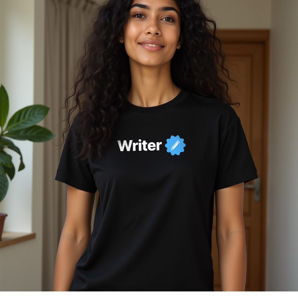 Writer Verified- Black Round Neck Writer T-shirt