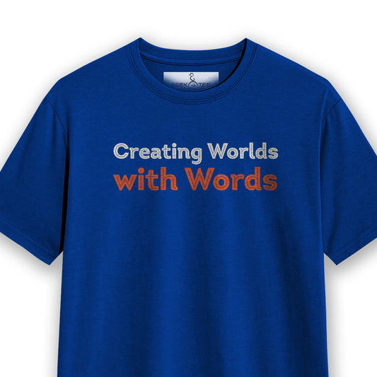 Creating Worlds with Words- Royal Blue Round Neck Writer T-shirt