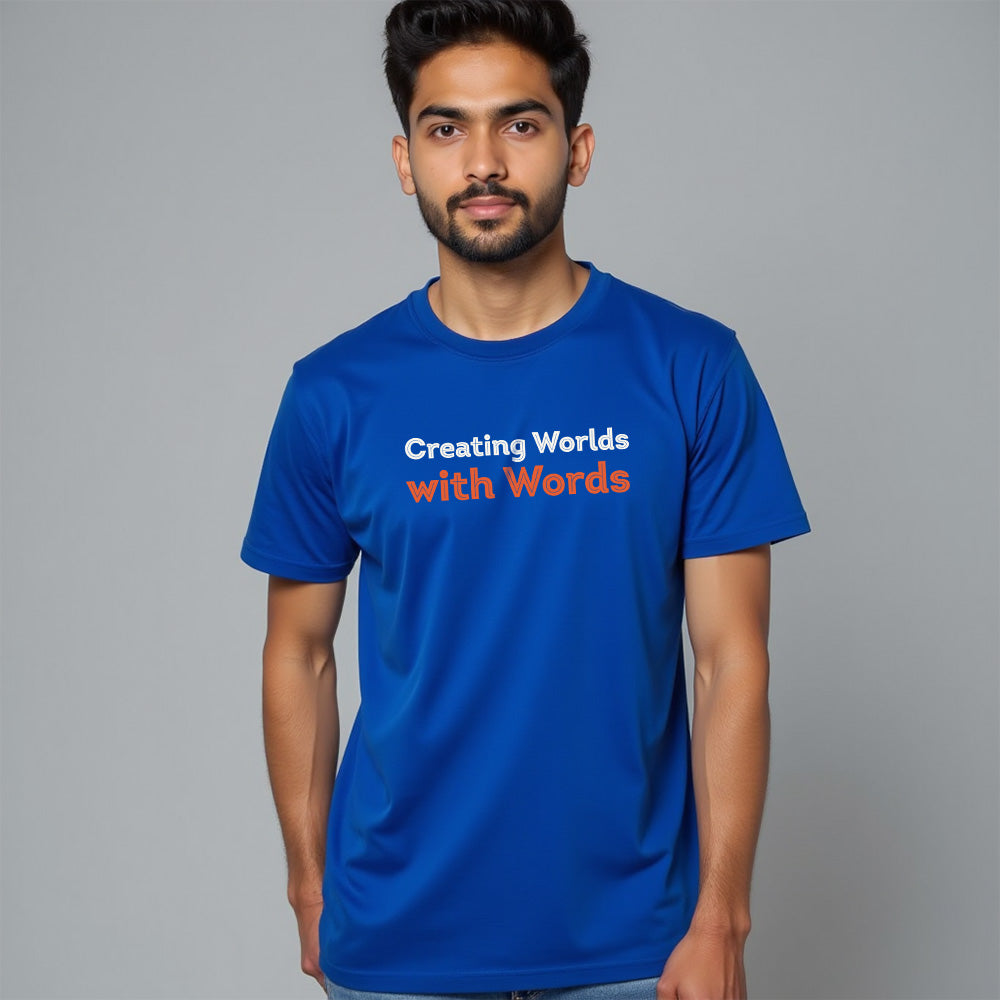 Creating Worlds with Words- Royal Blue Round Neck Writer T-shirt
