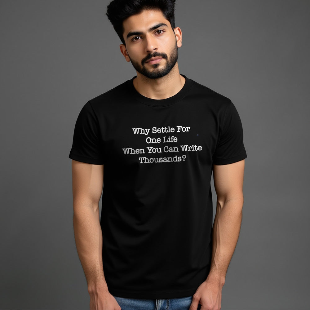 Write Thousands- Black Round Neck Writer T-shirt