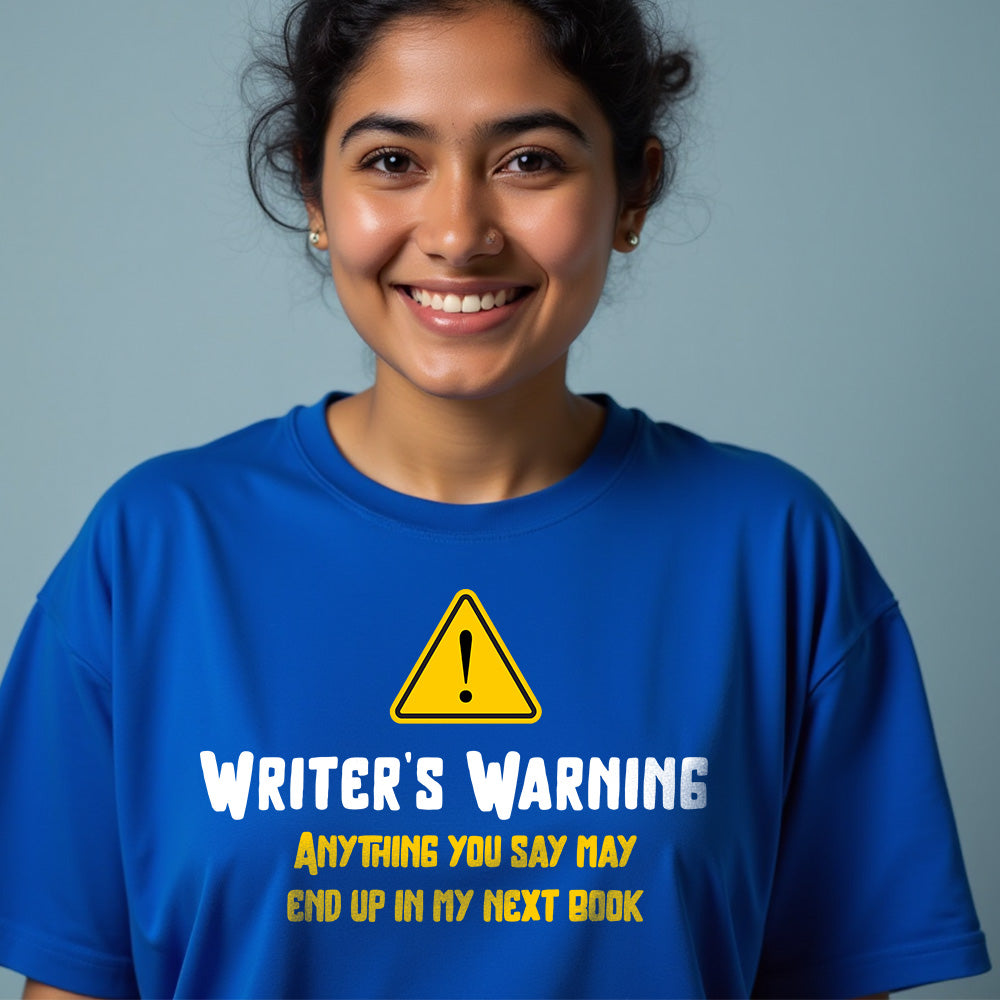Writer's Warning- Royal Blue Round Neck Writer T-shirt