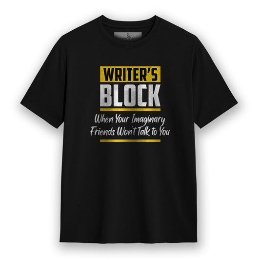 Writer's Block- Black Round Neck Writer T-shirt