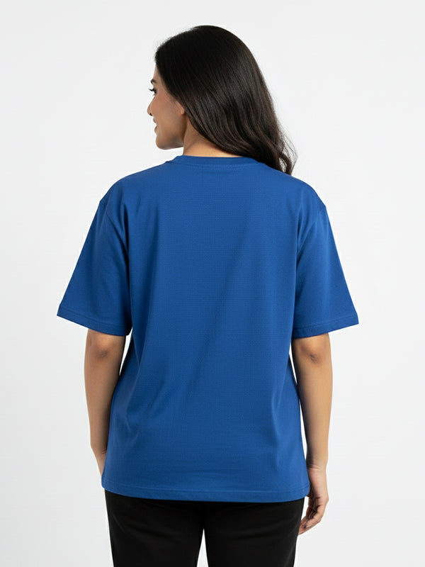 Peace Within, Strengh Outside- Royal Blue Round Neck Yoga T-shirt