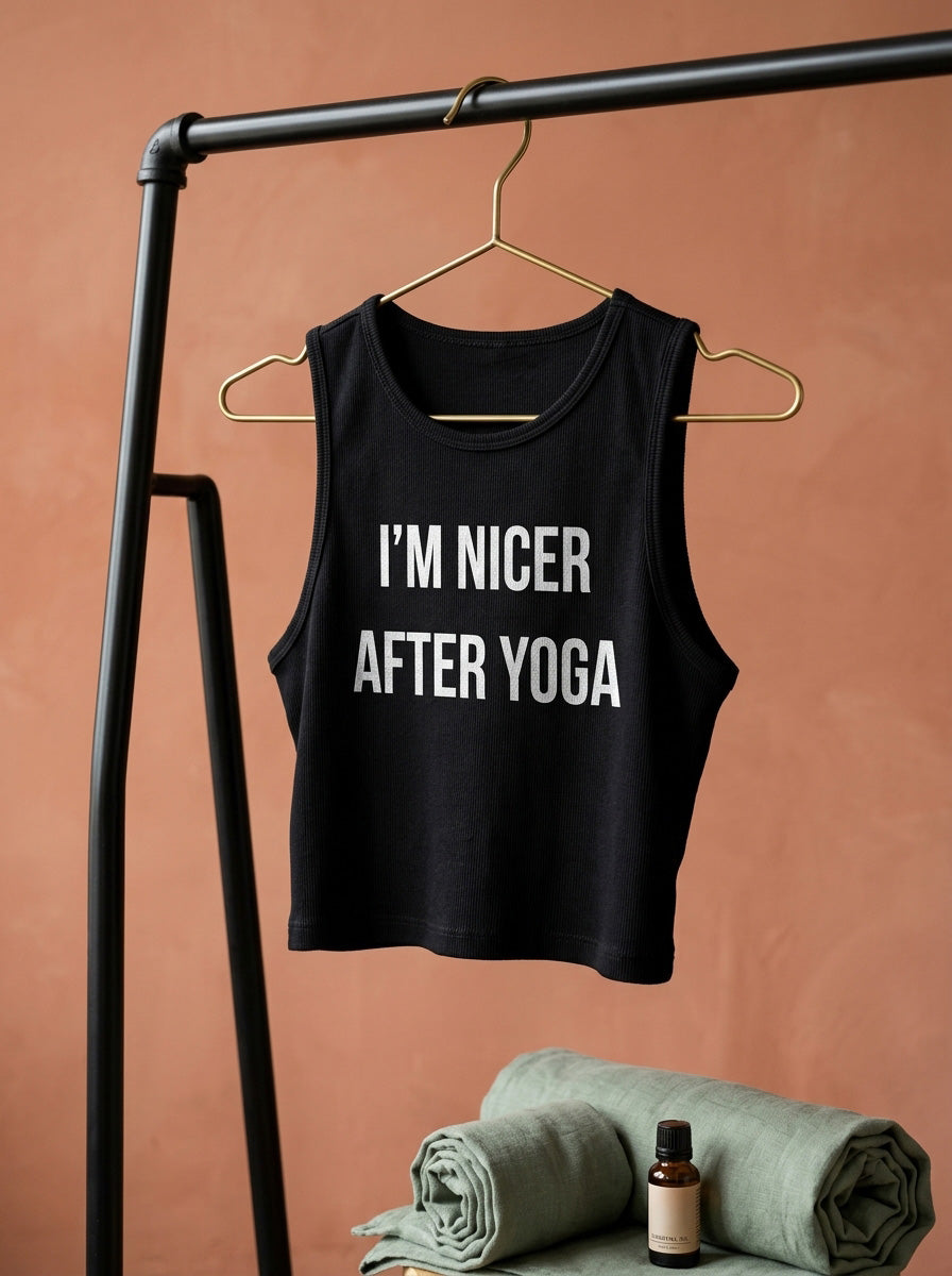 Nicer after Yoga- Black Yoga Crop Tank Top