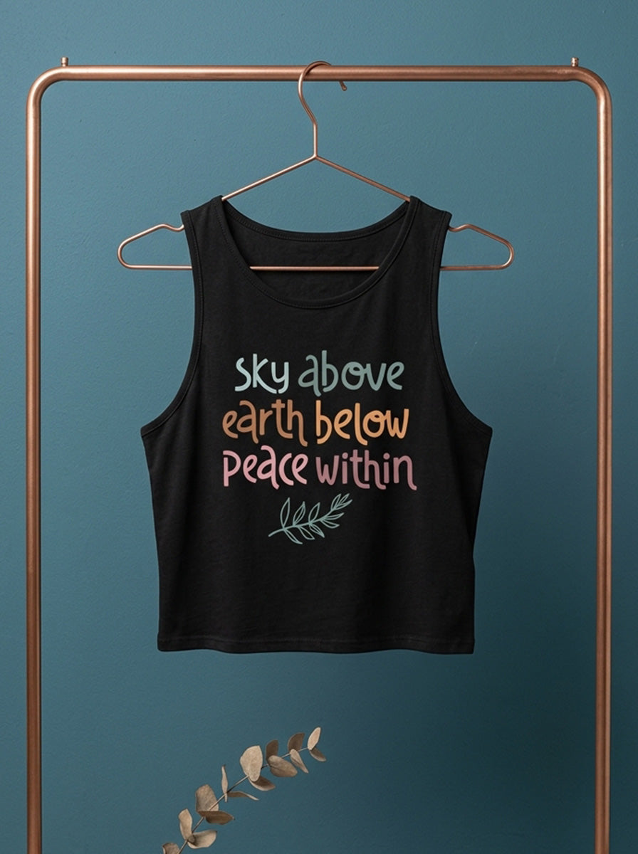 Peace Within- Black Yoga Crop Tank Top