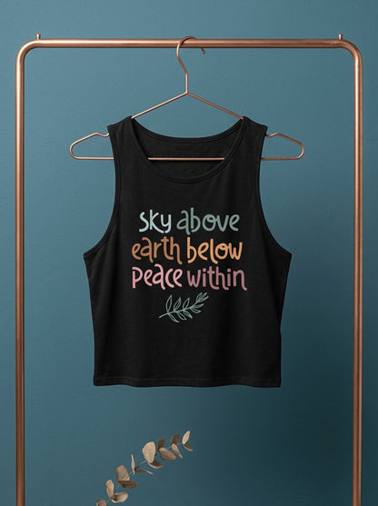 Peace Within- Black Yoga Crop Tank Top