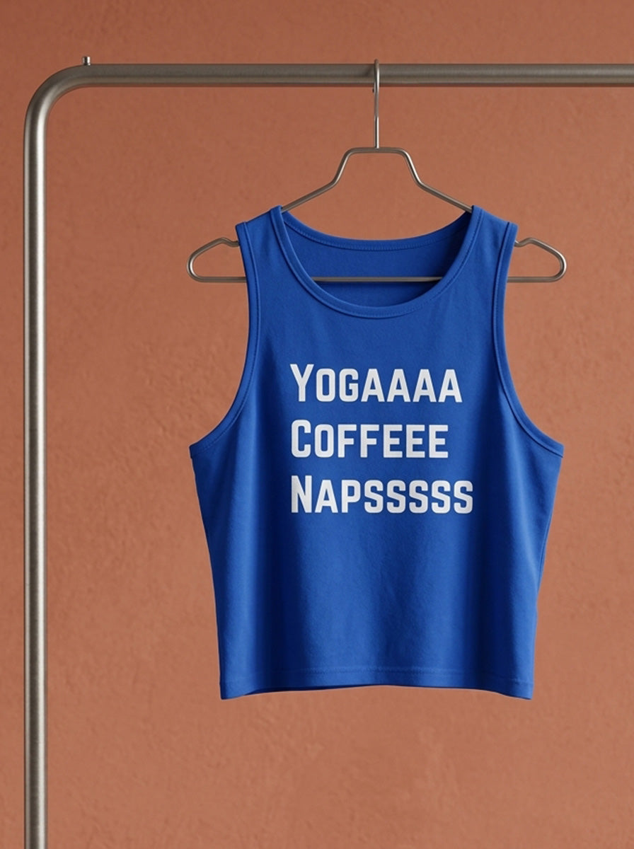 Yoga Coffee Naps- Royal Blue Yoga Crop Tank Top