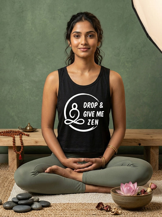 Give me a Zen- Black Yoga Crop Tank Top
