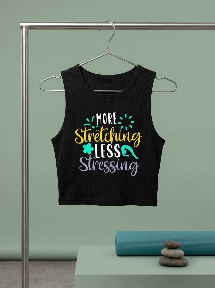 More Stretching- Black Yoga Crop Tank Top