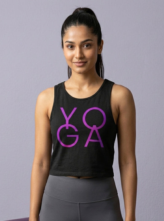 Yoga Word- Black Yoga Crop Tank Top