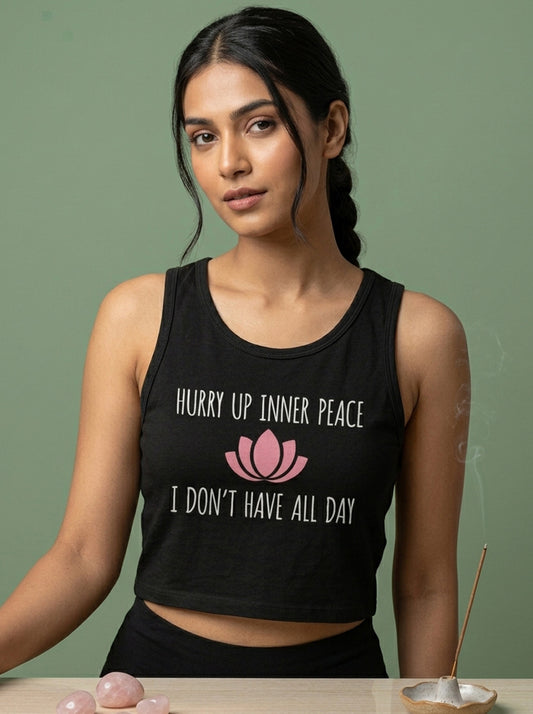 Inner Peace- Black Yoga Crop Tank Top