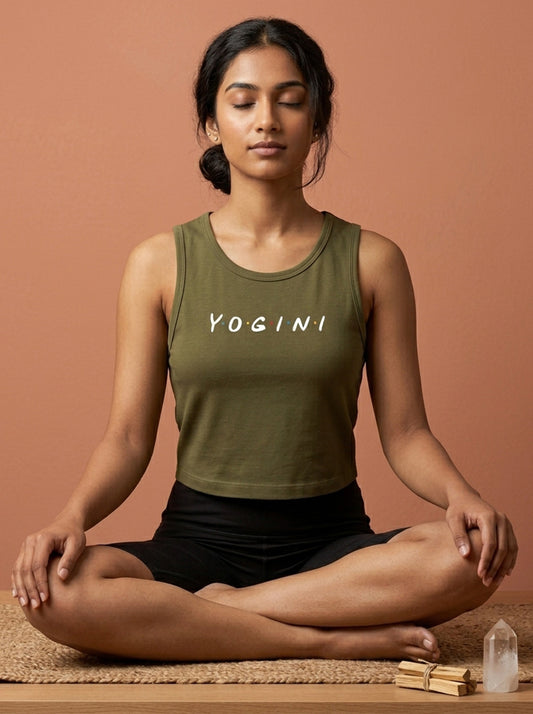 Yogini- Olive Green Yoga Crop Tank Top