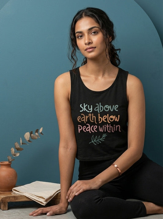 Peace Within- Black Yoga Crop Tank Top