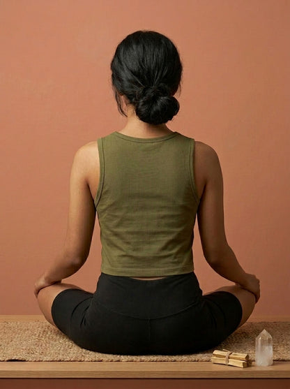 Yogini- Olive Green Yoga Crop Tank Top