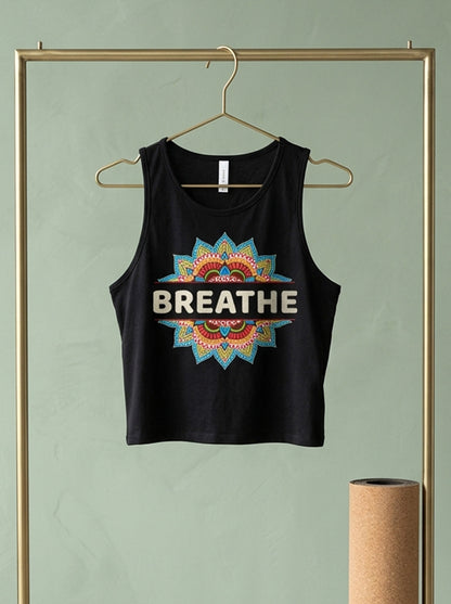 Breathe- Black Yoga Crop Tank Top