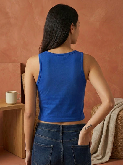 Yoga Coffee Naps- Royal Blue Yoga Crop Tank Top