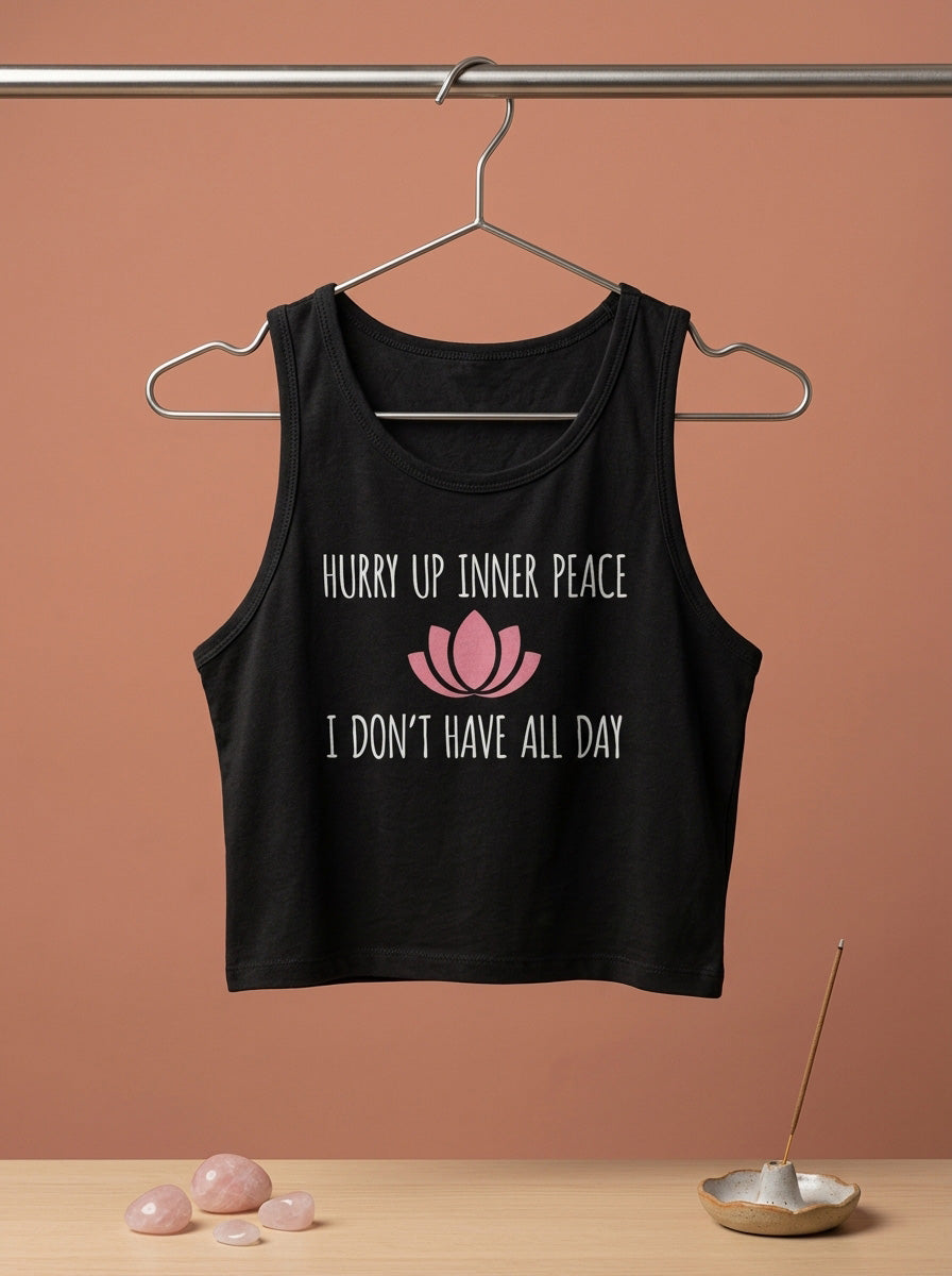 Inner Peace- Black Yoga Crop Tank Top