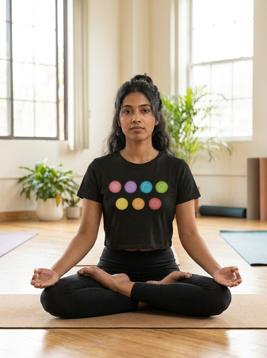 Yoga Chakras- Black Yoga Crop Top