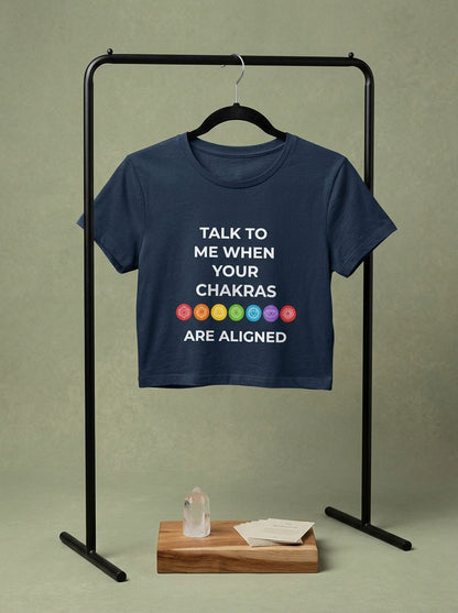 Chakras Are Aligned- Navy Blue Yoga Crop Top