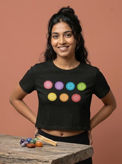 Yoga Chakras- Black Yoga Crop Top