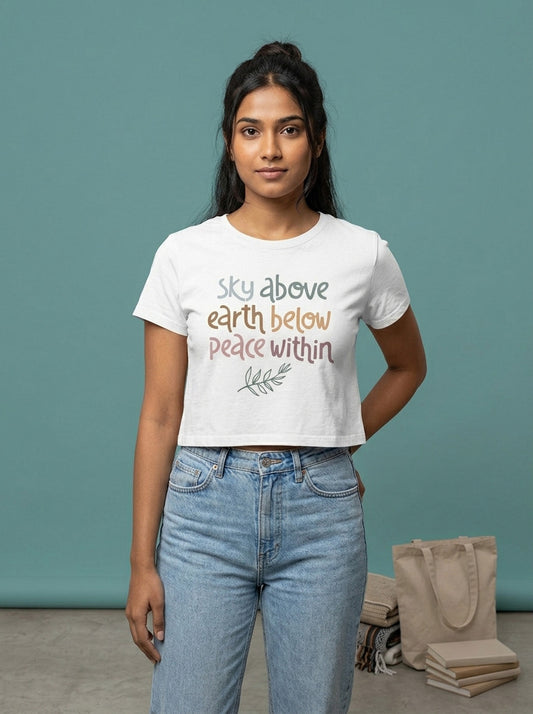 Peace Within- White Yoga Crop Top