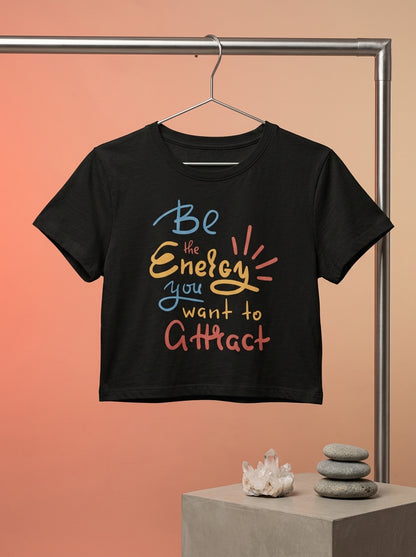 Energy you attract- Black Yoga Crop Top