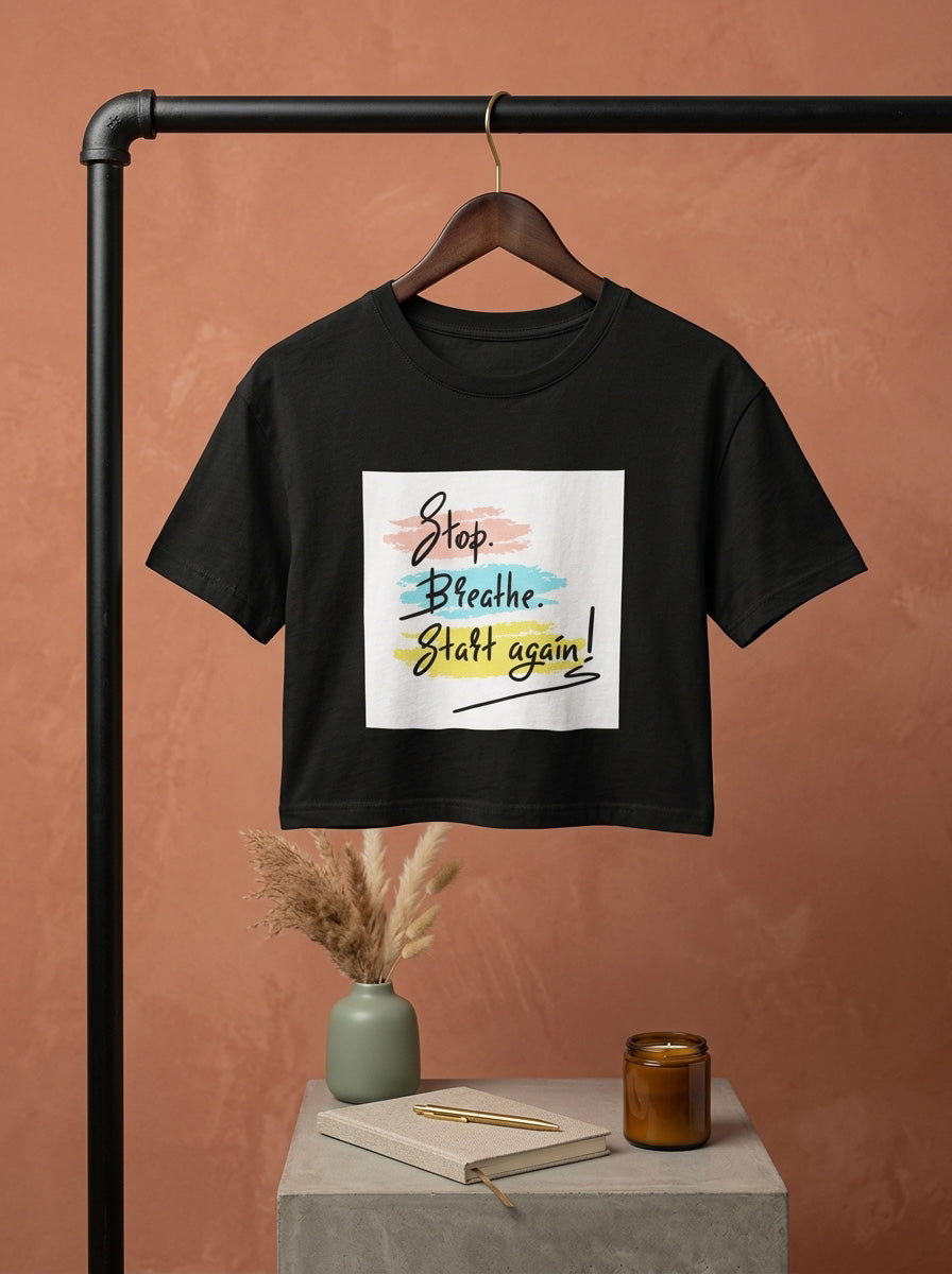 Start Again- Black Yoga Crop Top