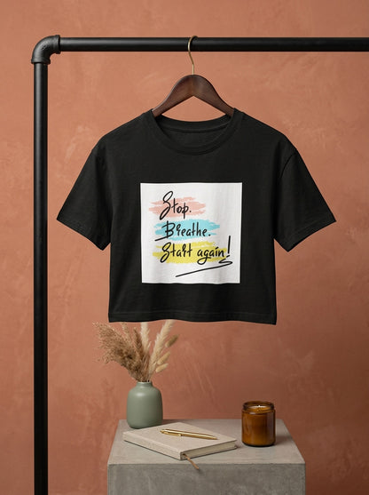 Start Again- Black Yoga Crop Top