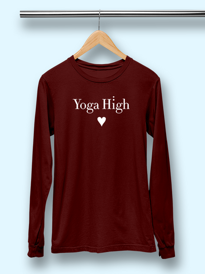 Yoga High- Maroon Yoga Unisex Full Sleeves T-shirt