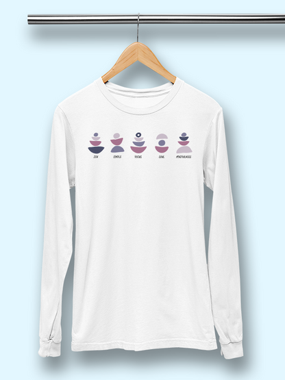 Five Senses- White Yoga Unisex Full Sleeves T-shirt