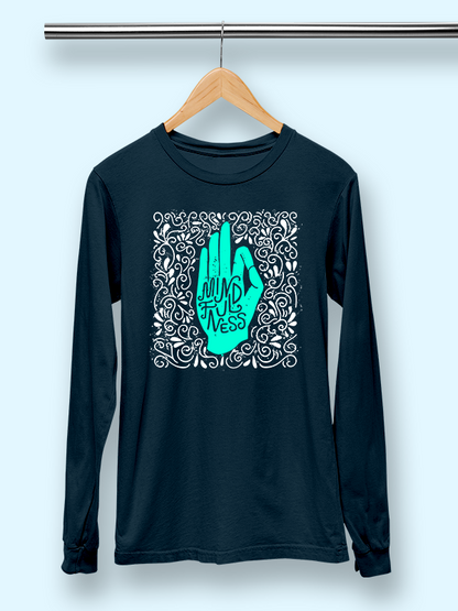 Mindfulness- Navy Blue Yoga Unisex Full Sleeves T-shirt